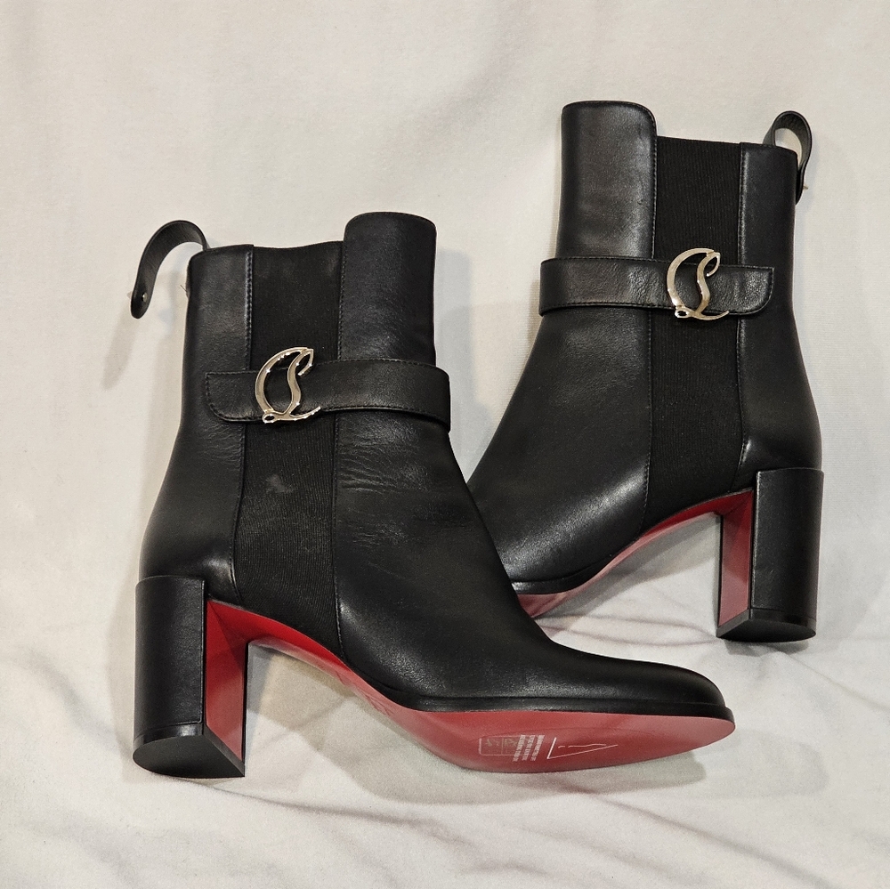 New Christian Louboutin Calfskin 70 Chelsea Ankle Boots Size 39 - Picture 3 of 11